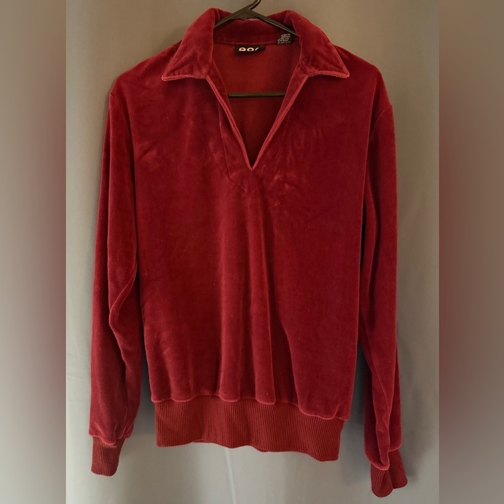 Rare Vintage 70s GAP Velour Sweatshirt – Burgundy Pullover – Women’s Med